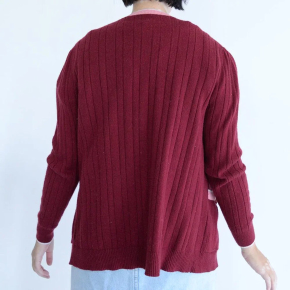 Draper James Maroon Pink 4% Cashmere 20% Wool Gold Button Up Cardigan Sweater S - Picture 3 of 10